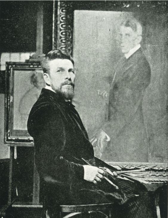 Artiste Henri Van Haelen dans son atelier ca. 1916